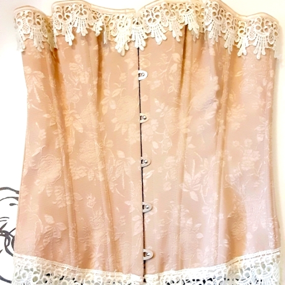 Romantic Blush Pink Brocade Corset Top - Picture 6 of 11